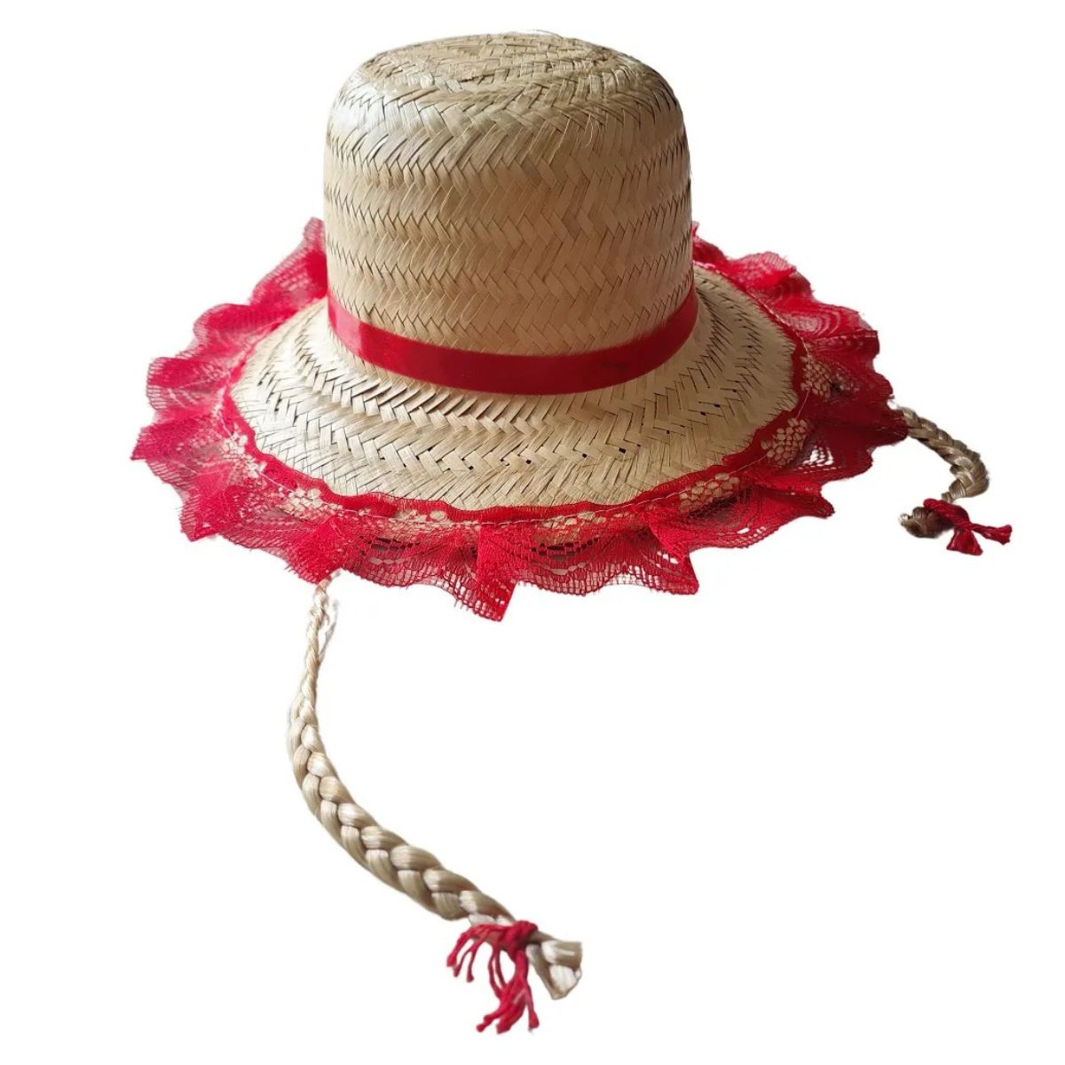Chapéu De Palha Com Renda E Trança Embutido Loiro Festa Junina Caipirinha Quadrilha Sortido Chapéu De Palha Com Renda E Trança Embutido Loiro Festa Junina Caipirinha Quadrilha Sortido